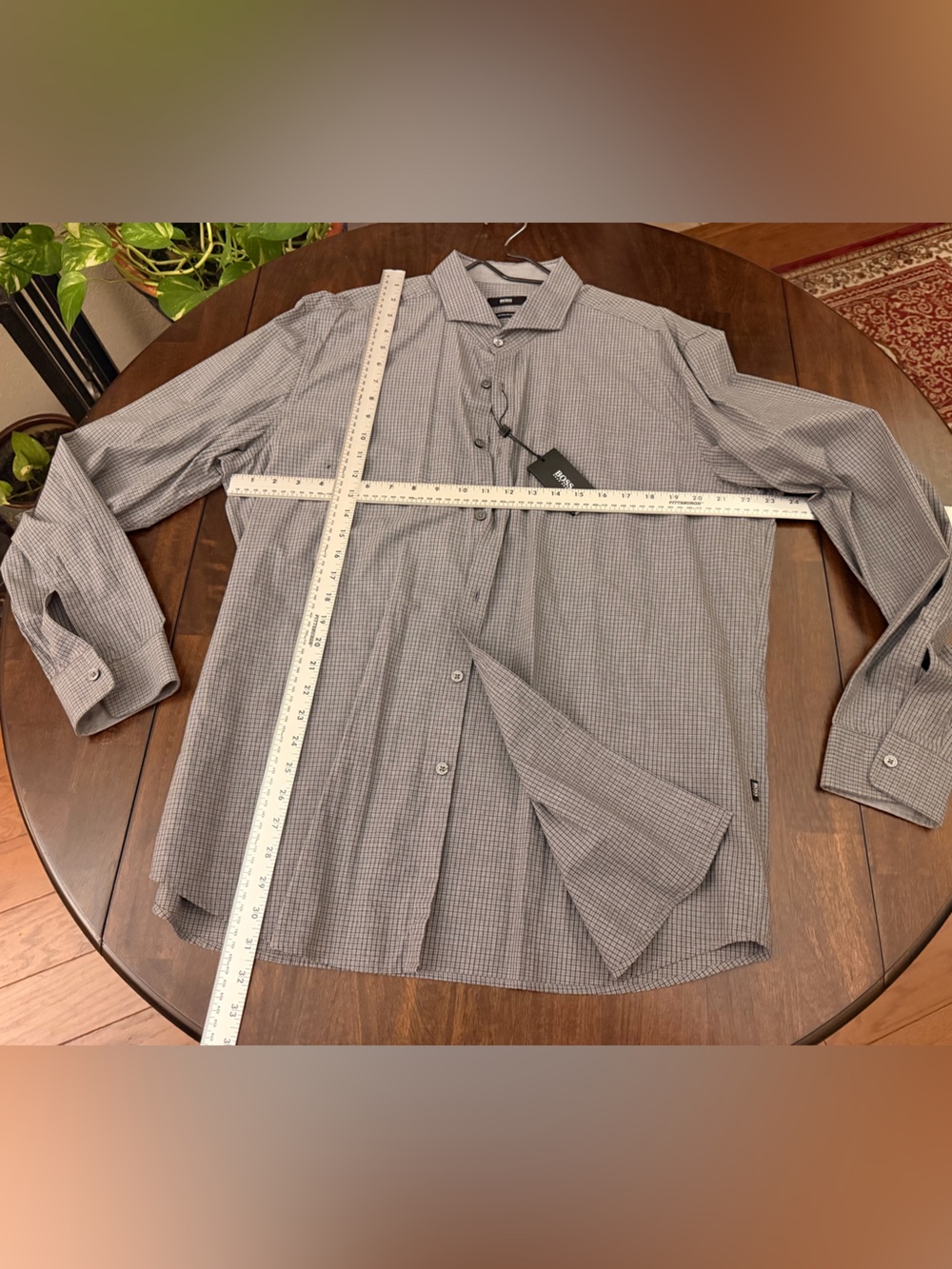 BOSS Men's Gray Micro-Check Blazer-Style Shirt Jacket